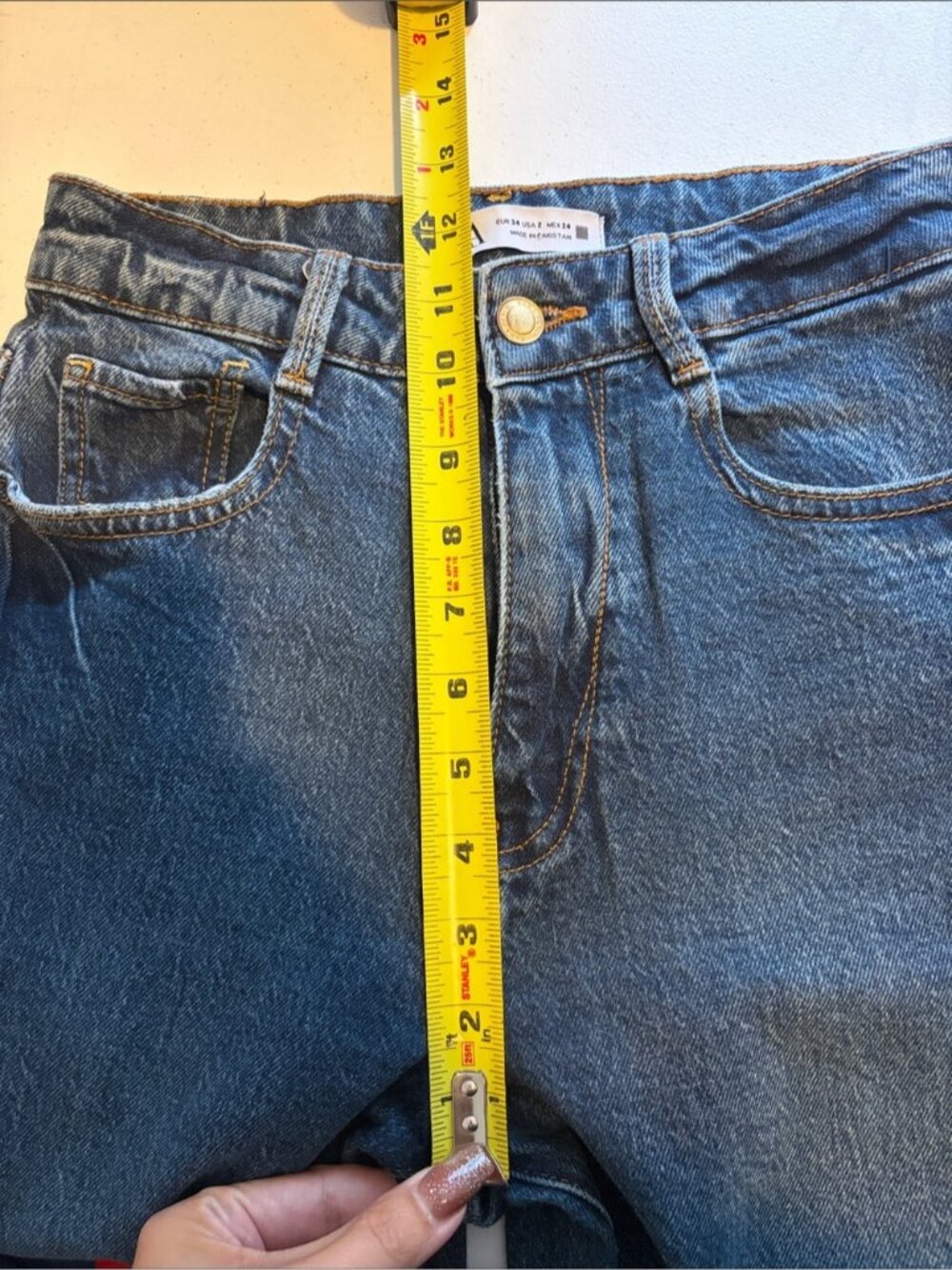 Zara Cropped Straight Leg Mom Jeans 90s Size 2 Denim Dark Wash Cotton Minimalist - Picture 7 of 8